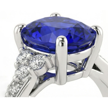 natural round sapphire 3.50ct ring side angle