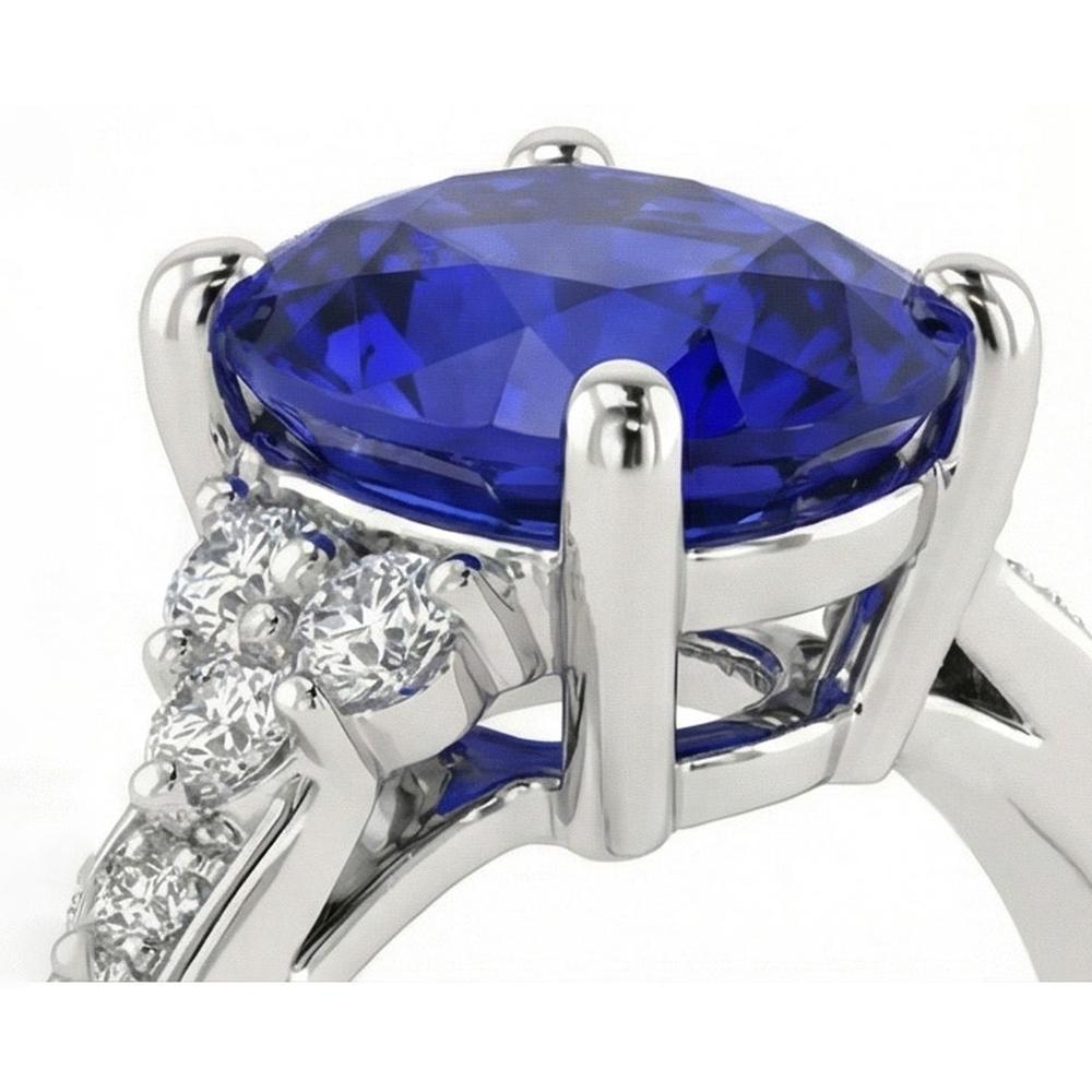 natural round sapphire 3.50ct ring side angle