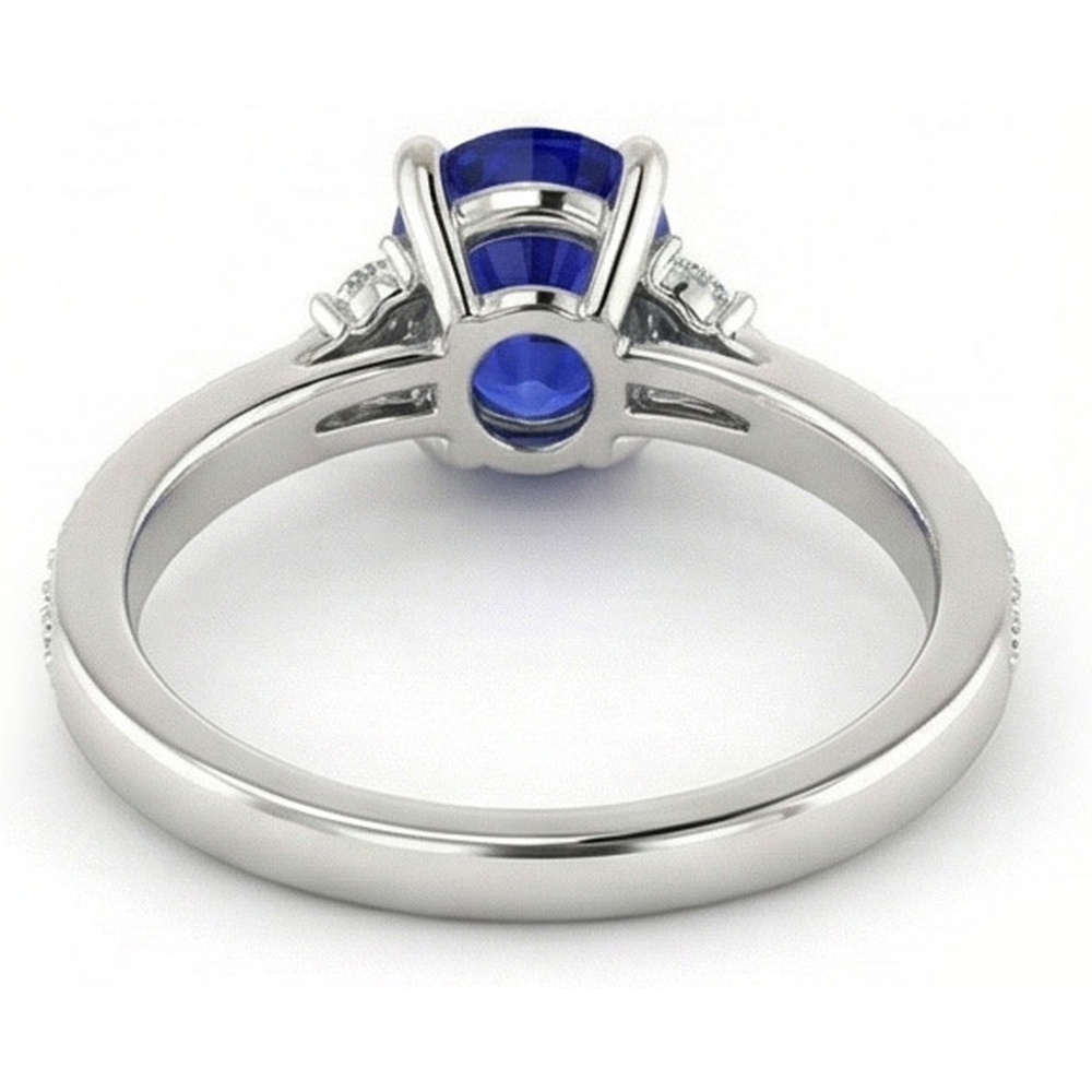 natural round sapphire 3.50ct ring profile view