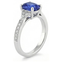 natural round sapphire 3.50ct ring with diamond accents