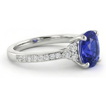 natural round sapphire 3.50ct ring three quarter angle