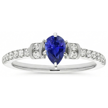 Natural Earth Mined Diamond Engagement Ring Pear Blue Sapphire 2.50 Carats Gold