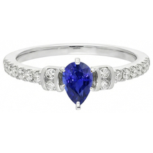 Natural Earth Mined Diamond Engagement Ring Pear Blue Sapphire 2.50 Carats Gold