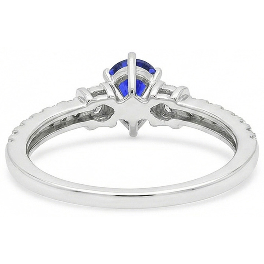 Natural Earth Mined Diamond Engagement Ring Pear Blue Sapphire 2.50 Carats Gold