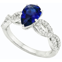 Natural Earth Mined Diamond Engagement Ring Pear Blue Sapphire 3 Carats Women's Jewellery
