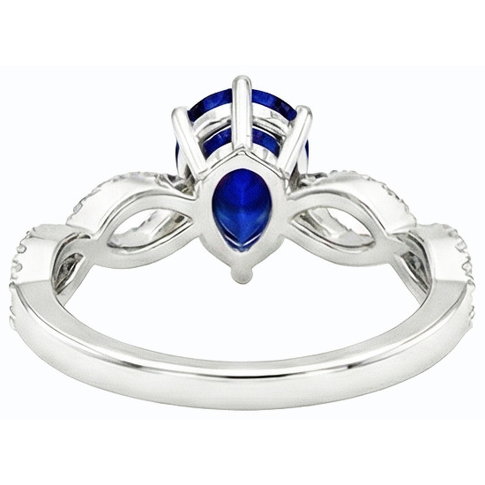Natural Earth Mined Diamond Engagement Ring Pear Blue Sapphire 3 Carats Women's Jewellery