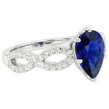 Natural Earth Mined Diamond Engagement Ring Pear Blue Sapphire 3 Carats Women's Jewellery