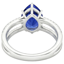 Natural Earth Mined Diamond Engagement Ring Pear Blue Sapphire 5 Carats Split Shank