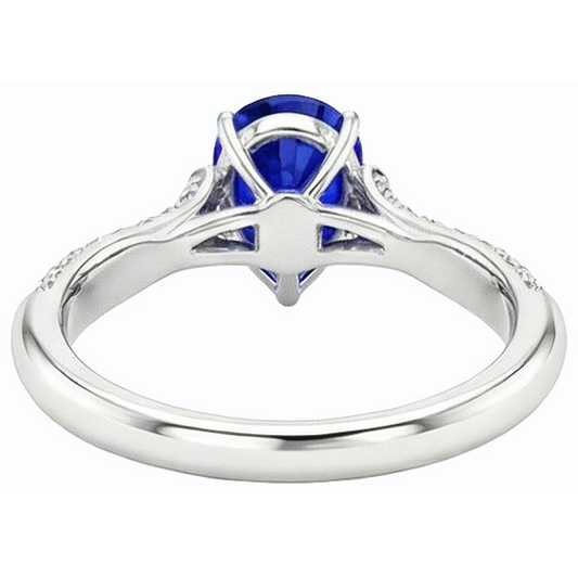 Natural Earth Mined Diamond Engagement Ring Pear Srilanka Sapphire 3 Carats Gold