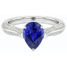 Natural Earth Mined Diamond Engagement Ring Pear Srilanka Sapphire 3 Carats Gold