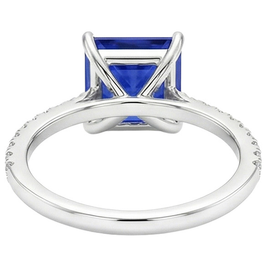 Natural Earth Mined Diamond Engagement Ring Princess Blue Sapphire Accented 5.50 Carats