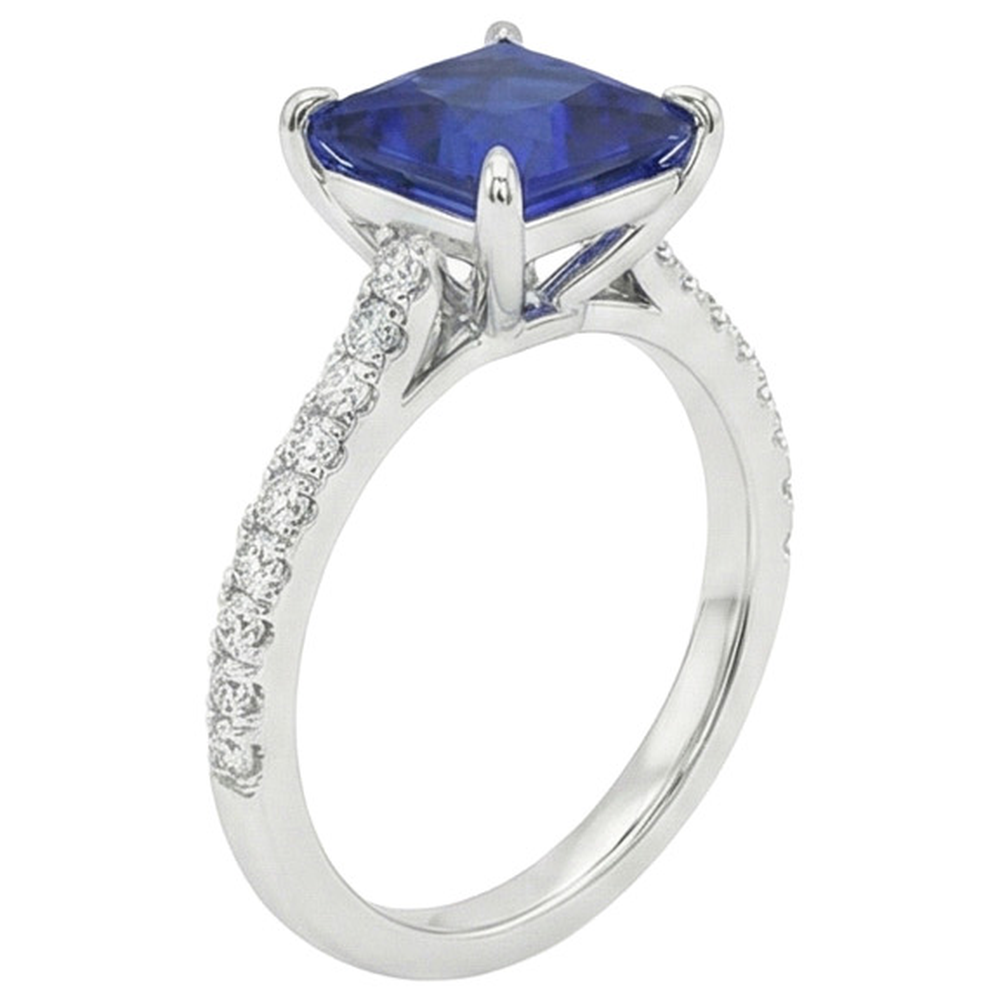natural round sapphire 5.50ct ring close up detail