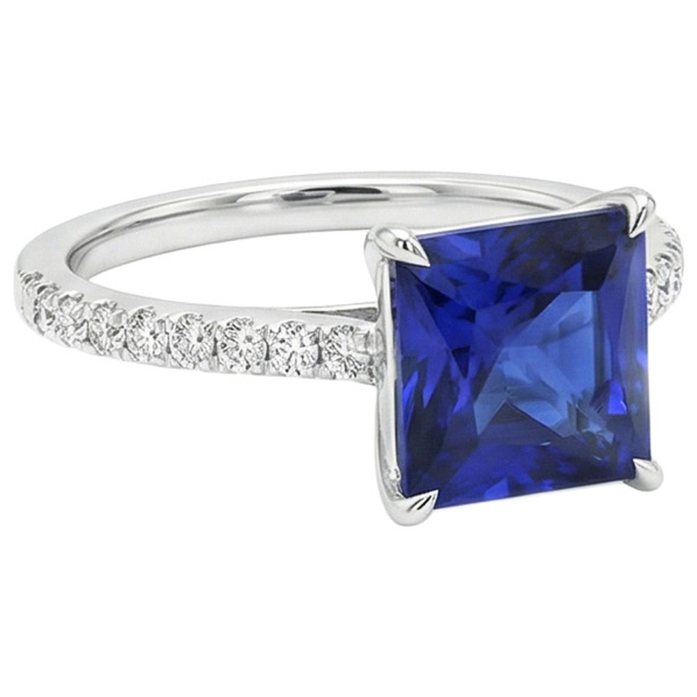 natural round sapphire 5.50ct ring top view