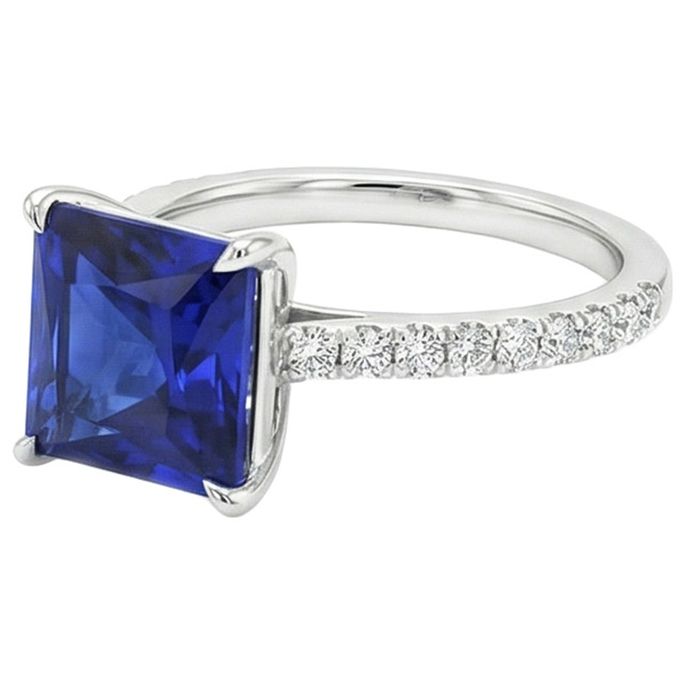 natural round sapphire 5.50ct ring profile view