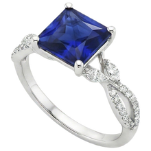 Natural Earth Mined Diamond Engagement Ring Princess Sri Lankan Sapphire & Accents 6 Carat