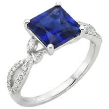 Natural Earth Mined Diamond Engagement Ring Princess Sri Lankan Sapphire & Accents 6 Carat