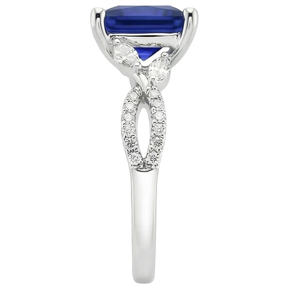 Natural Earth Mined Diamond Engagement Ring Princess Sri Lankan Sapphire & Accents 6 Carat