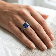 Natural Earth Mined Diamond Engagement Ring Princess Sri Lankan Sapphire & Accents 6 Carat
