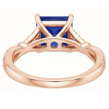 Natural Earth Mined Diamond Engagement Ring Prong Set Princess Blue Sapphire 3.75 Carats