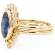Natural Earth Mined Diamond Engagement Ring Set Bezel Set Blue Sapphire 3 Carats