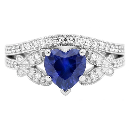 natural round sapphire 3ct ring side angle