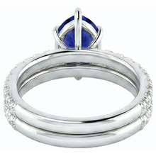Natural Earth Mined Diamond Engagement Ring Set Pear Sri Lankan Sapphire 3.50 Carats