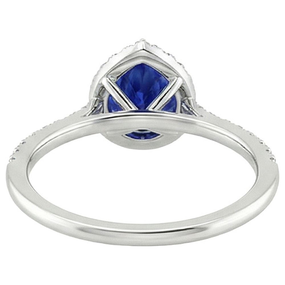 Natural Earth Mined Diamond Engagement Ring Teardrop Style Pear Blue Sapphire 6.20 Carats