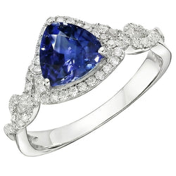 Natural Sapphire Ring 3ct - White Gold 14K