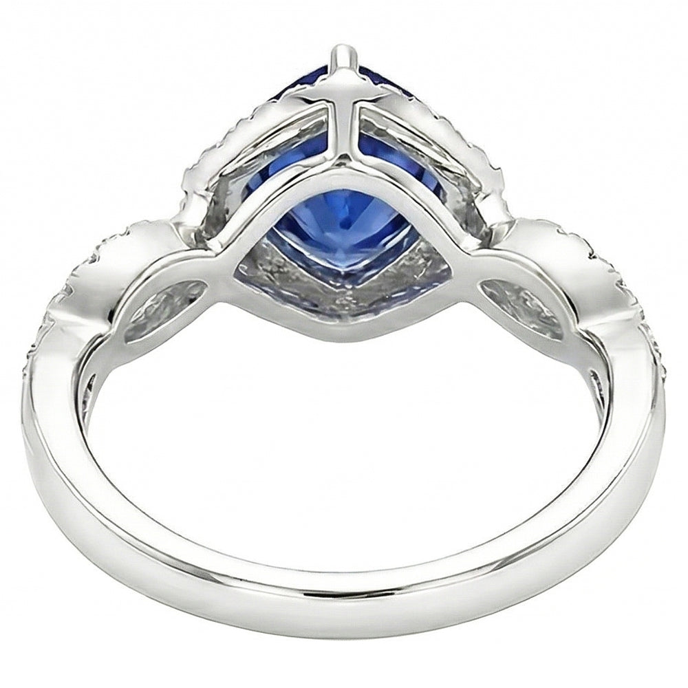 natural round sapphire 3ct ring profile view