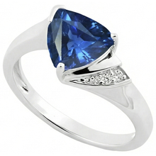 Natural Earth Mined Diamond Engagement Ring Trillion Deep Blue Sapphire 1.75 Carats