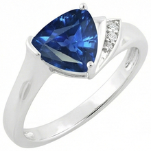 Natural Earth Mined Diamond Engagement Ring Trillion Deep Blue Sapphire 1.75 Carats