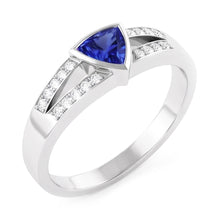 Natural Earth Mined Diamond Engagement Ring Trillion Sapphire Jewellery Split Shank 1 Carat