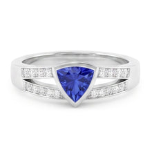 Natural Earth Mined Diamond Engagement Ring Trillion Sapphire Jewellery Split Shank 1 Carat