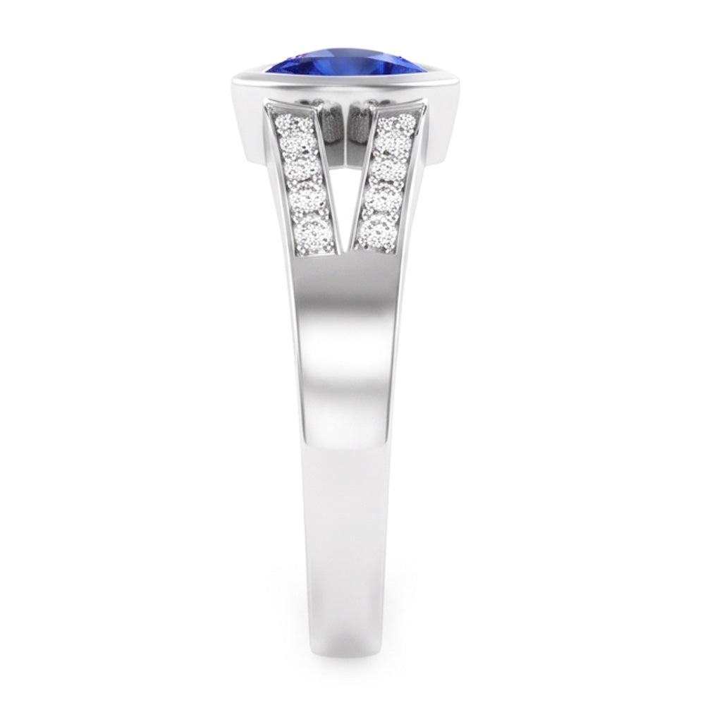 Natural Earth Mined Diamond Engagement Ring Trillion Sapphire Jewellery Split Shank 1 Carat