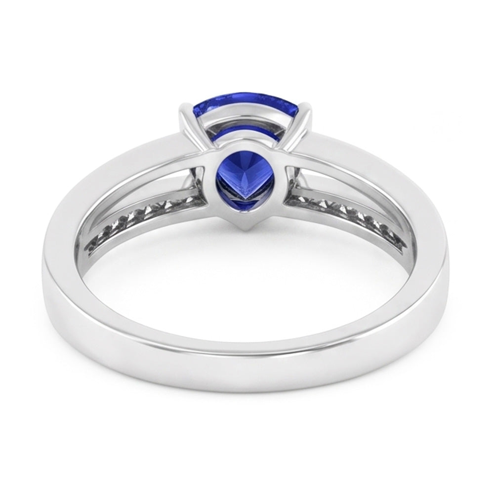 Natural Earth Mined Diamond Engagement Ring Trillion Sapphire Jewellery Split Shank 1 Carat