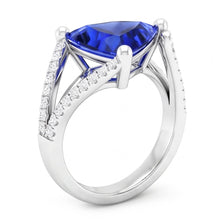 Natural Earth Mined Diamond Engagement Ring Trillion Sapphire Split Shank 3 Carats