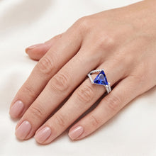Natural Earth Mined Diamond Engagement Ring Trillion Sapphire Split Shank 3 Carats