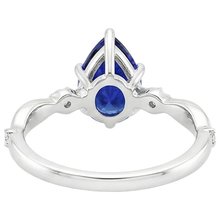 Natural Earth Mined Diamond Engagement Ring Twist Style Pear Blue Sapphire 3 Carats