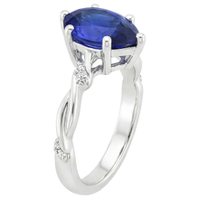 Natural Earth Mined Diamond Engagement Ring Twist Style Pear Blue Sapphire 3 Carats