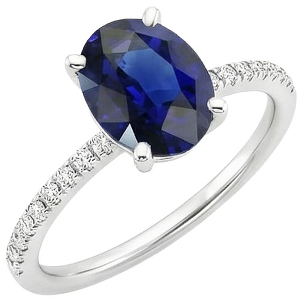 natural round sapphire 3ct ring close up detail
