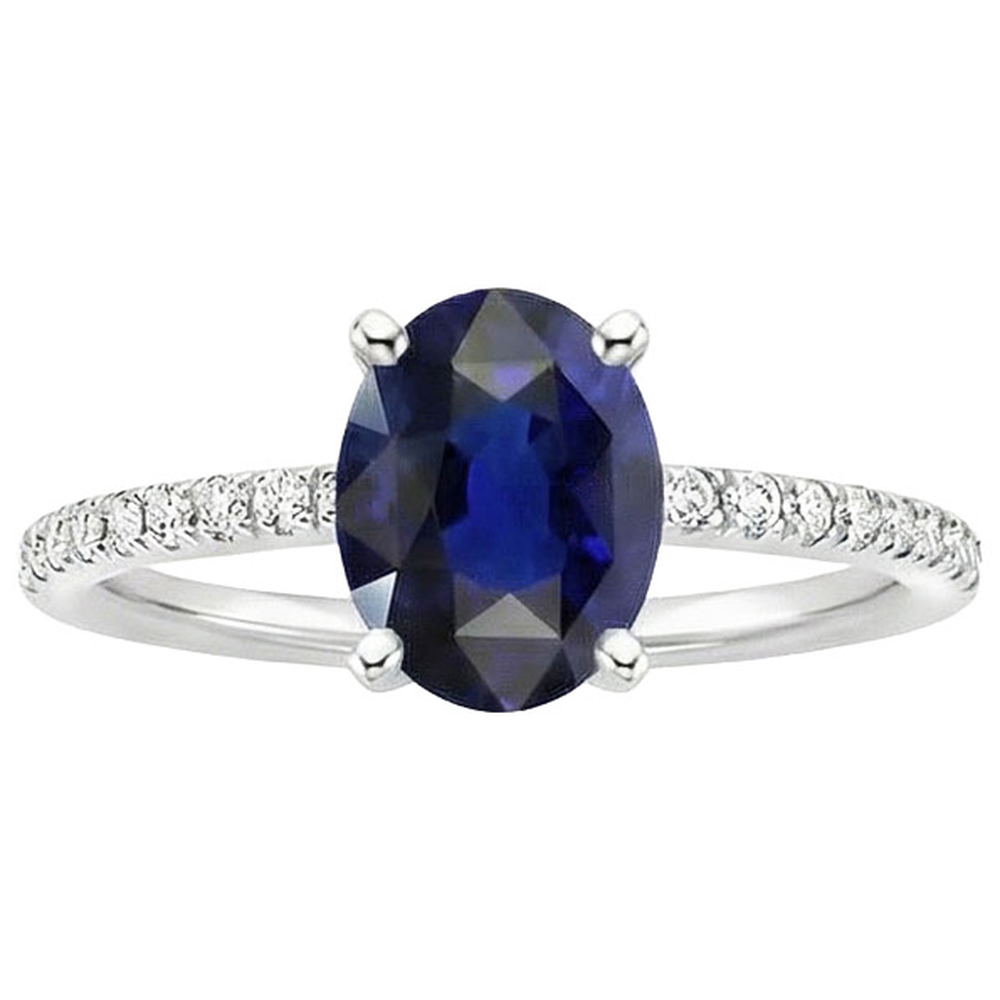 natural round sapphire 3ct ring profile view