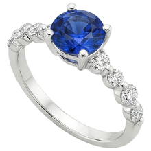 Natural Earth Mined Diamond Engagement Ring With Blue Sapphire Center 3 Carats White Gold
