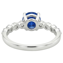 Natural Earth Mined Diamond Engagement Ring With Blue Sapphire Center 3 Carats White Gold