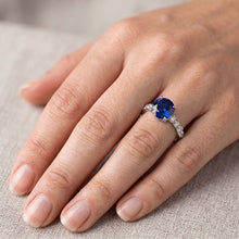 Natural Earth Mined Diamond Engagement Ring With Blue Sapphire Center 3 Carats White Gold
