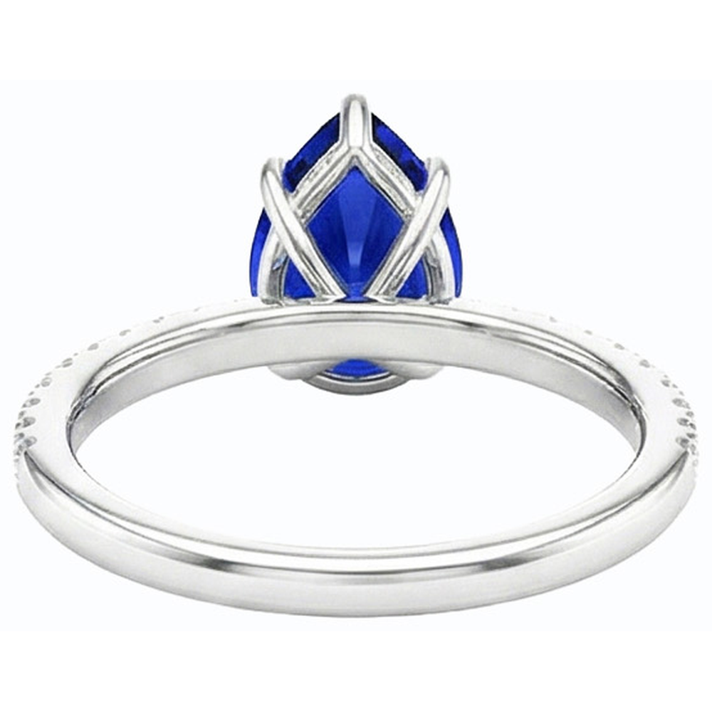 Natural Earth Mined Diamond Engagement Sapphire Ring Pear Cut Sri Lankan 3.50 Carats Gold