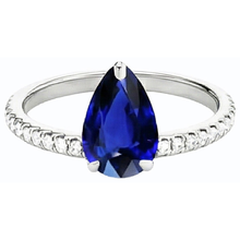 Natural Earth Mined Diamond Engagement Sapphire Ring Pear Cut Sri Lankan 3.50 Carats Gold