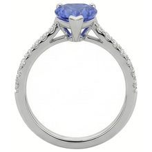Natural Earth Mined Diamond Engagement Srilanka Sapphire Ring Scallop Set Accents 3 Carats