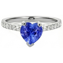 Natural Earth Mined Diamond Engagement Srilanka Sapphire Ring Scallop Set Accents 3 Carats
