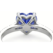 Natural Earth Mined Diamond Engagement Srilanka Sapphire Ring Scallop Set Accents 3 Carats