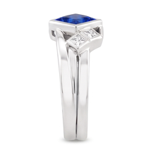 Natural Earth Mined Diamond Fancy Ring 2 Carats Bezel Princess Blue Sapphire